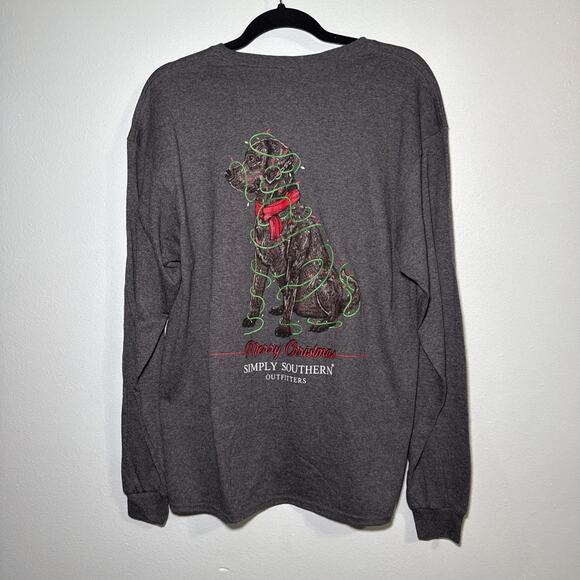 Simply Southern Merry Black Lab Christmas T Shirt Large NWT - Picture 1 of 6